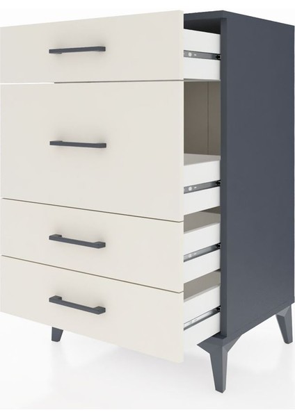 Hyperion Komodin 4 Çekmeceli 60X44X96 Antrasit-Aytaşı fırsatları