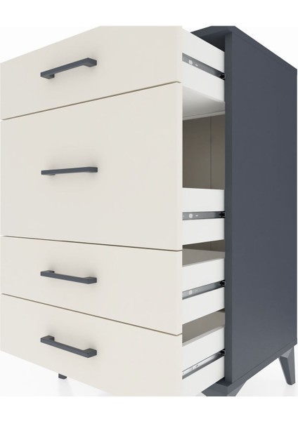 Hyperion Komodin 4 Çekmeceli 60X44X96 Antrasit-Aytaşı indirimleri