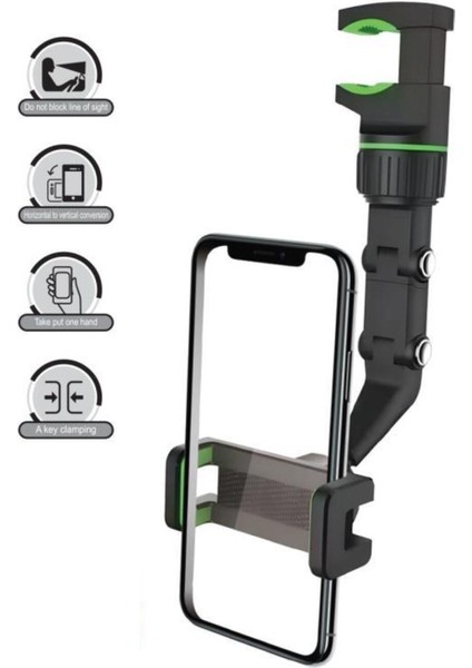 014 360° Telefon Tutucu Dikiz Aynası Evrensel 360° Dönen Araba Telefon Tutucusu