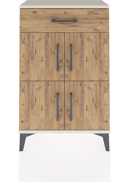 Arges Komodin Tek Raflı Tek Çekmeceli 4 Kapaklı 60X30X96 Aytaşı-Çam