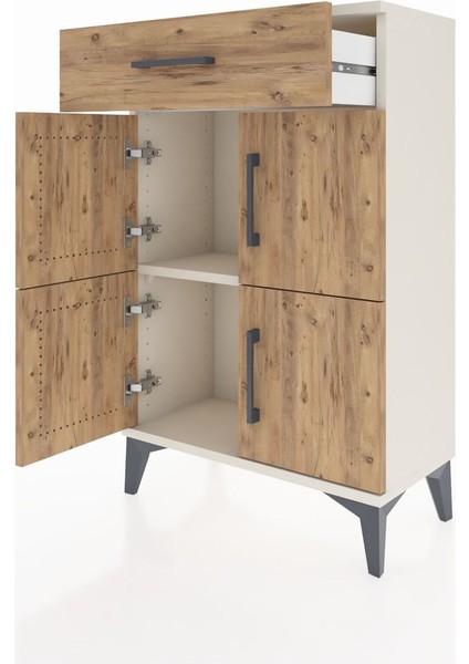 Arges Komodin Tek Raflı Tek Çekmeceli 4 Kapaklı 60X30X96 Aytaşı-Çam fırsatları