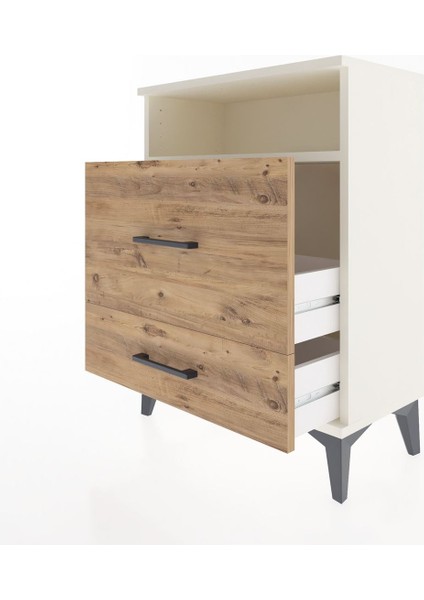 Arges Komodin Tek Raflı 2 Çekmeceli 60X30X80 Aytaşı-Çam fırsatları