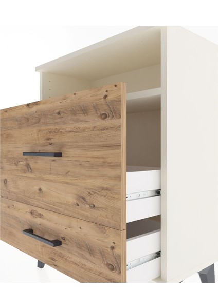 Arges Komodin Tek Raflı 2 Çekmeceli 60X30X80 Aytaşı-Çam indirimleri