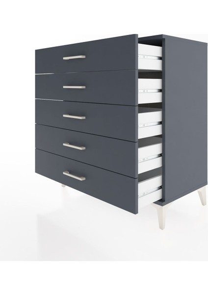 Hyperion Şifonyer 5 Çekmeceli 88X44X96 Antrasit-Antrasit fırsatları