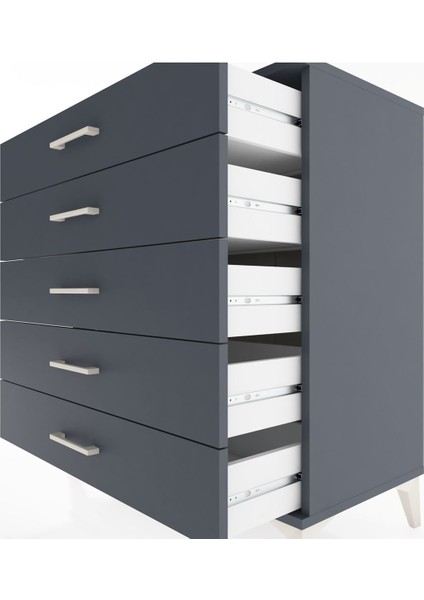 Hyperion Şifonyer 5 Çekmeceli 88X44X96 Antrasit-Antrasit indirimleri
