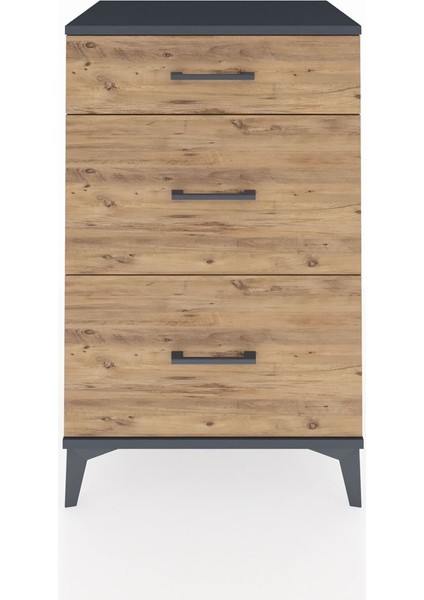 Hyperion Komodin 3 Çekmeceli 60X44X96 Antrasit-Çam