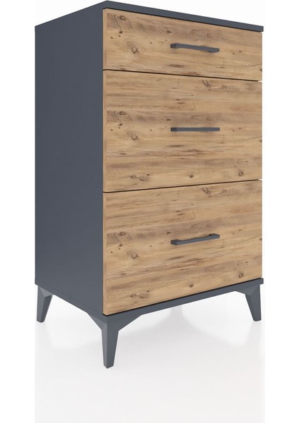 Hyperion Komodin 3 Çekmeceli 60X44X96 Antrasit-Çam fiyatları