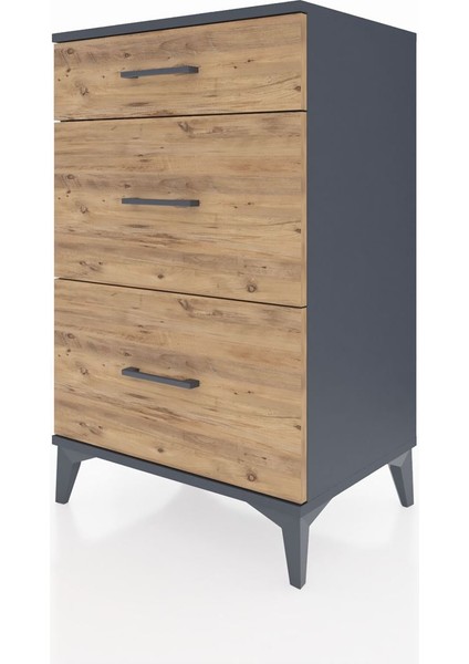 Hyperion Komodin 3 Çekmeceli 60X44X96 Antrasit-Çam modelleri