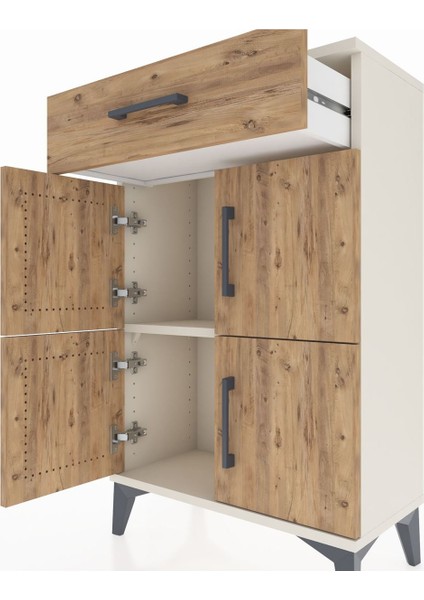 Arges Komodin Tek Raflı Tek Çekmeceli 4 Kapaklı 60X30X96 Aytaşı-Çam indirimleri