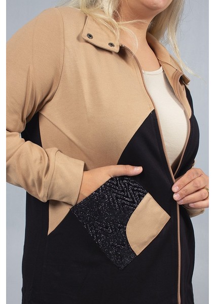 Taş Detaylı Şıklık! Büyük Beden Siyah Kahve Eşofman Takımı indirimleri
