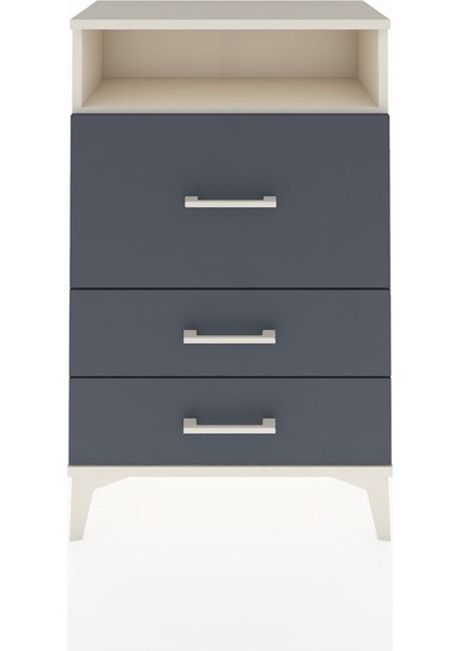 Arges Komodin Tek Raflı 3 Çekmeceli 60X30X96 Aytaşı-Antrasit