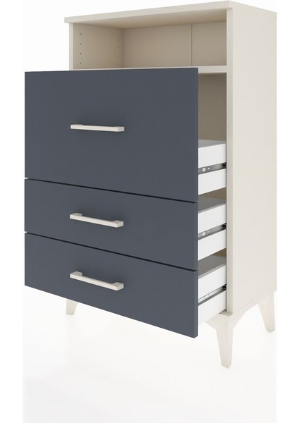 Arges Komodin Tek Raflı 3 Çekmeceli 60X30X96 Aytaşı-Antrasit fırsatları