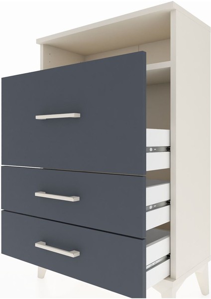 Arges Komodin Tek Raflı 3 Çekmeceli 60X30X96 Aytaşı-Antrasit indirimleri