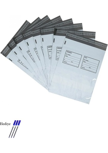 Orta Boy Cepli Kargo Poşeti 30X37+5 cm - 100 Adet (40+40=80 Mikron)
