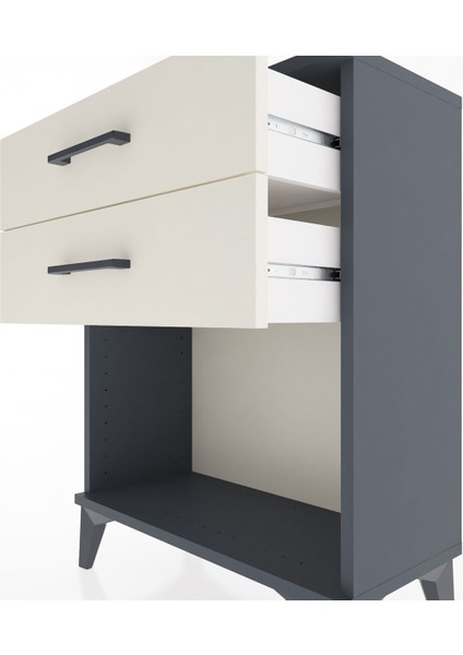 Arges Komodin 2 Çekmeceli 60X30X80 Antrasit-Aytaşı indirimleri