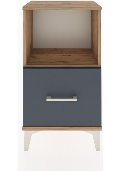 Arges Komodin Tek Raflı Tek Çekmeceli 44X30X80 Çam-Antrasit