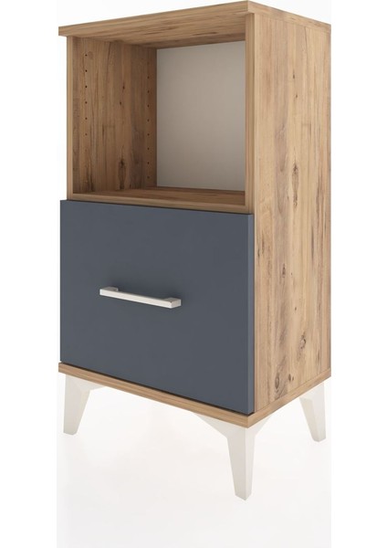 Arges Komodin Tek Raflı Tek Çekmeceli 44X30X80 Çam-Antrasit indirimleri