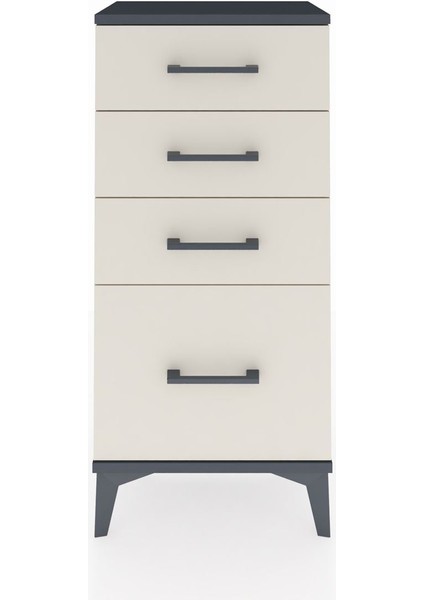 Arges Komodin 4 Çekmeceli 44X30X96 Antrasit-Aytaşı