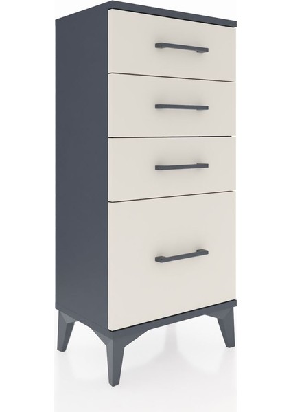 Arges Komodin 4 Çekmeceli 44X30X96 Antrasit-Aytaşı fiyatları