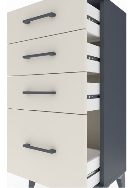 Arges Komodin 4 Çekmeceli 44X30X96 Antrasit-Aytaşı indirimleri