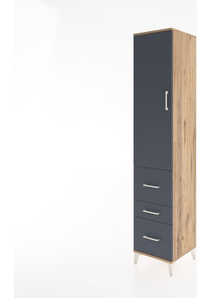 Hyperion Dolap 2 Raflı 3 Çekmeceli Tek Askılı 44X44X221 Çam-Antrasit modelleri