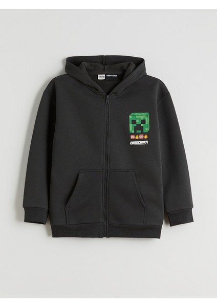 Yeni Sezon Kapüşonlu Minecraft Baskılı Erkek Çocuk Fermuarlı Sweatshirt fiyatları