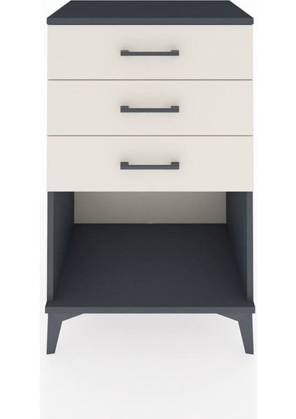 Hyperion Komodin 3 Çekmeceli 60X44X96 Antrasit-Aytaşı