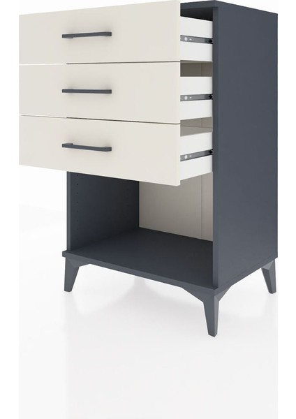 Hyperion Komodin 3 Çekmeceli 60X44X96 Antrasit-Aytaşı fırsatları