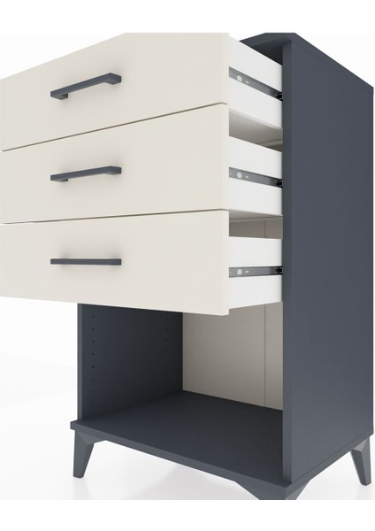 Hyperion Komodin 3 Çekmeceli 60X44X96 Antrasit-Aytaşı indirimleri