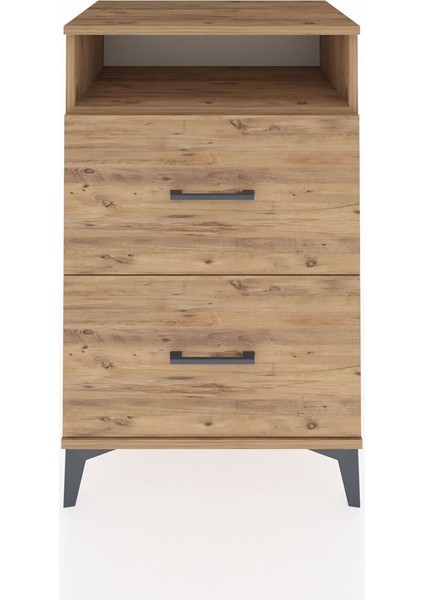 Hyperion Komodin Tek Raflı 2 Çekmeceli 60X44X96 Çam-Çam