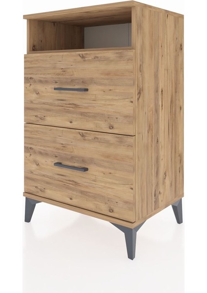 Hyperion Komodin Tek Raflı 2 Çekmeceli 60X44X96 Çam-Çam modelleri