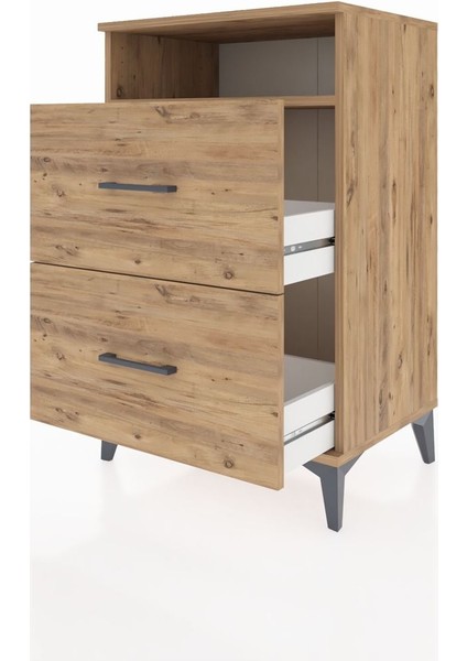Hyperion Komodin Tek Raflı 2 Çekmeceli 60X44X96 Çam-Çam fırsatları