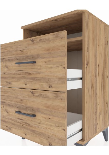Hyperion Komodin Tek Raflı 2 Çekmeceli 60X44X96 Çam-Çam indirimleri