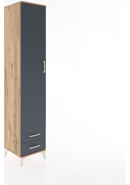 Hyperion Dolap 5 Raflı 2 Çekmeceli Tek Kapaklı 44X44X221 Çam-Antrasit fiyatları