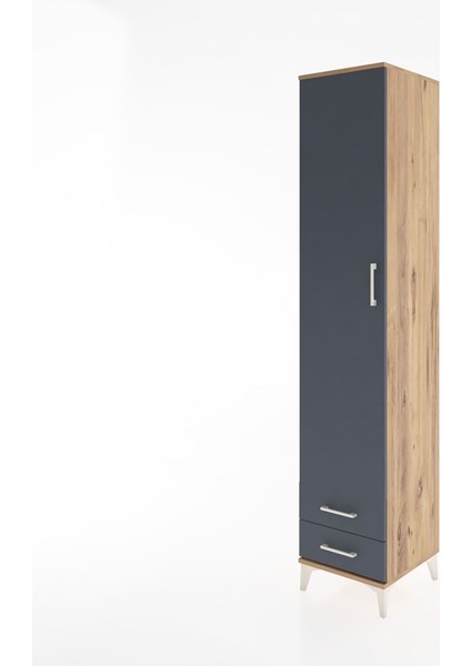 Hyperion Dolap 5 Raflı 2 Çekmeceli Tek Kapaklı 44X44X221 Çam-Antrasit modelleri