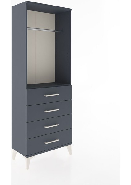 Arges Dolap Tek Raflı 4 Çekmeceli Tek Askılı 60X30X163 Antrasit-Antrasit fiyatları