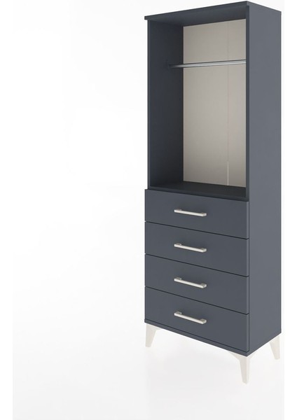 Arges Dolap Tek Raflı 4 Çekmeceli Tek Askılı 60X30X163 Antrasit-Antrasit modelleri