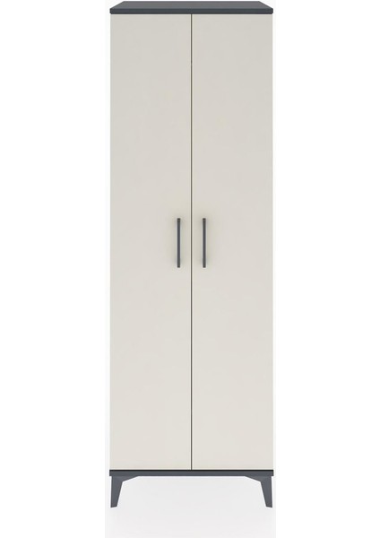 Hyperion Dolap 2 Raflı 2 Kapaklı Tek Askılı 60X44X182 Antrasit-Aytaşı