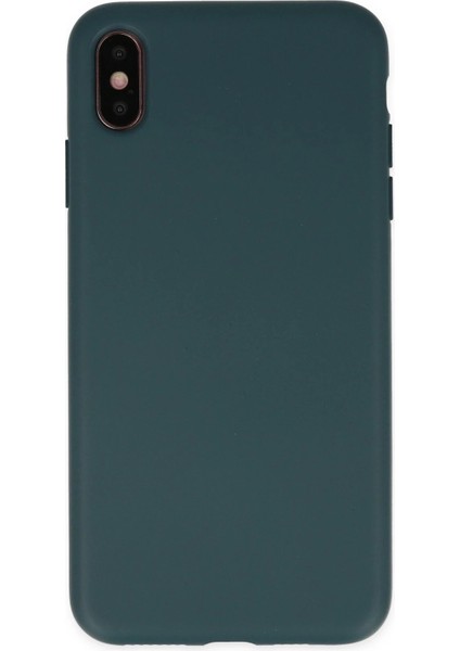 iPhone Xs Max Kılıf Nano Içi Kadife Silikon - Koyu Yeşil - MKR024706-5478