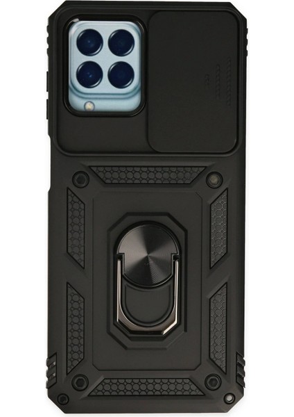 Samsung Galaxy M33 Kılıf Pars Lens Yüzüklü Silikon - Siyah - MKR026515-6303