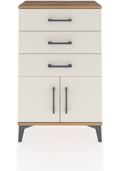 Arges Komodin 3 Çekmeceli 2 Kapaklı 60X30X96 Çam-Aytaşı