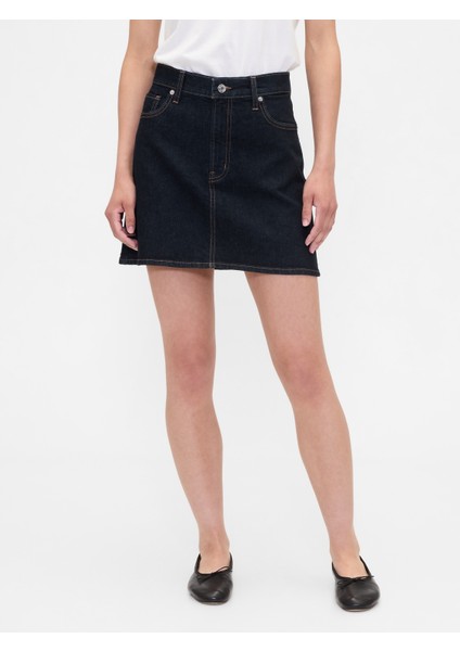 Kadın Lacivert Denim Mini Etek fırsatları