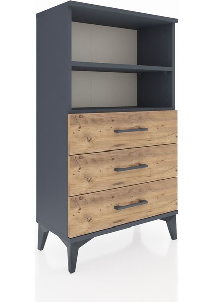 Arges Komodin 2 Raflı 3 Çekmeceli 60X30X106 Antrasit-Çam fırsatları