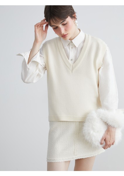 Yeni Sezon V Yaka Kadın Triko Süveter