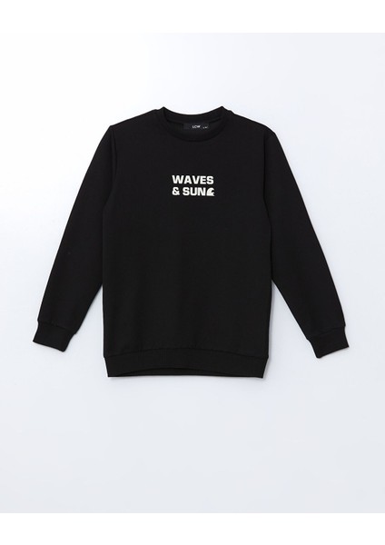 Yeni Sezon Bisiklet Yaka Baskılı Erkek Çocuk Sweatshirt
