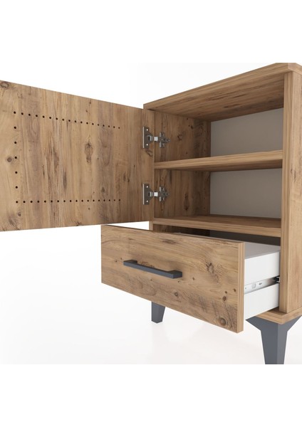 Arges Komodin 2 Raflı Tek Kapaklı 44X30X64 Çam-Çam indirimleri