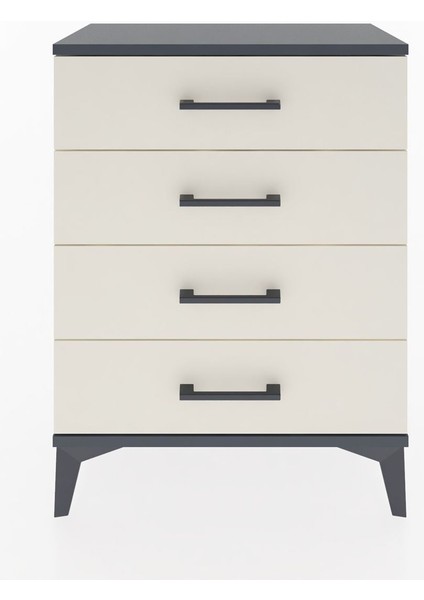 Arges Komodin 4 Çekmeceli 60X30X80 Antrasit-Aytaşı
