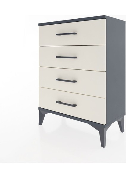 Arges Komodin 4 Çekmeceli 60X30X80 Antrasit-Aytaşı modelleri