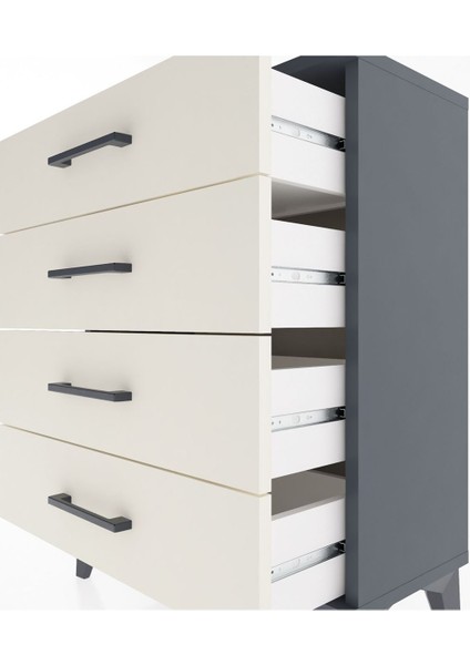 Arges Komodin 4 Çekmeceli 60X30X80 Antrasit-Aytaşı indirimleri