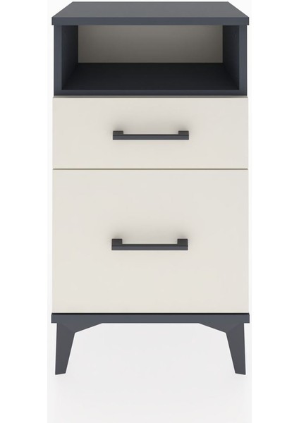 Arges Komodin Tek Raflı 2 Çekmeceli 44X30X80 Antrasit-Aytaşı